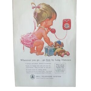 Vintage 1962 Bell Telephone Go First by Long Distance Ad Advertisement